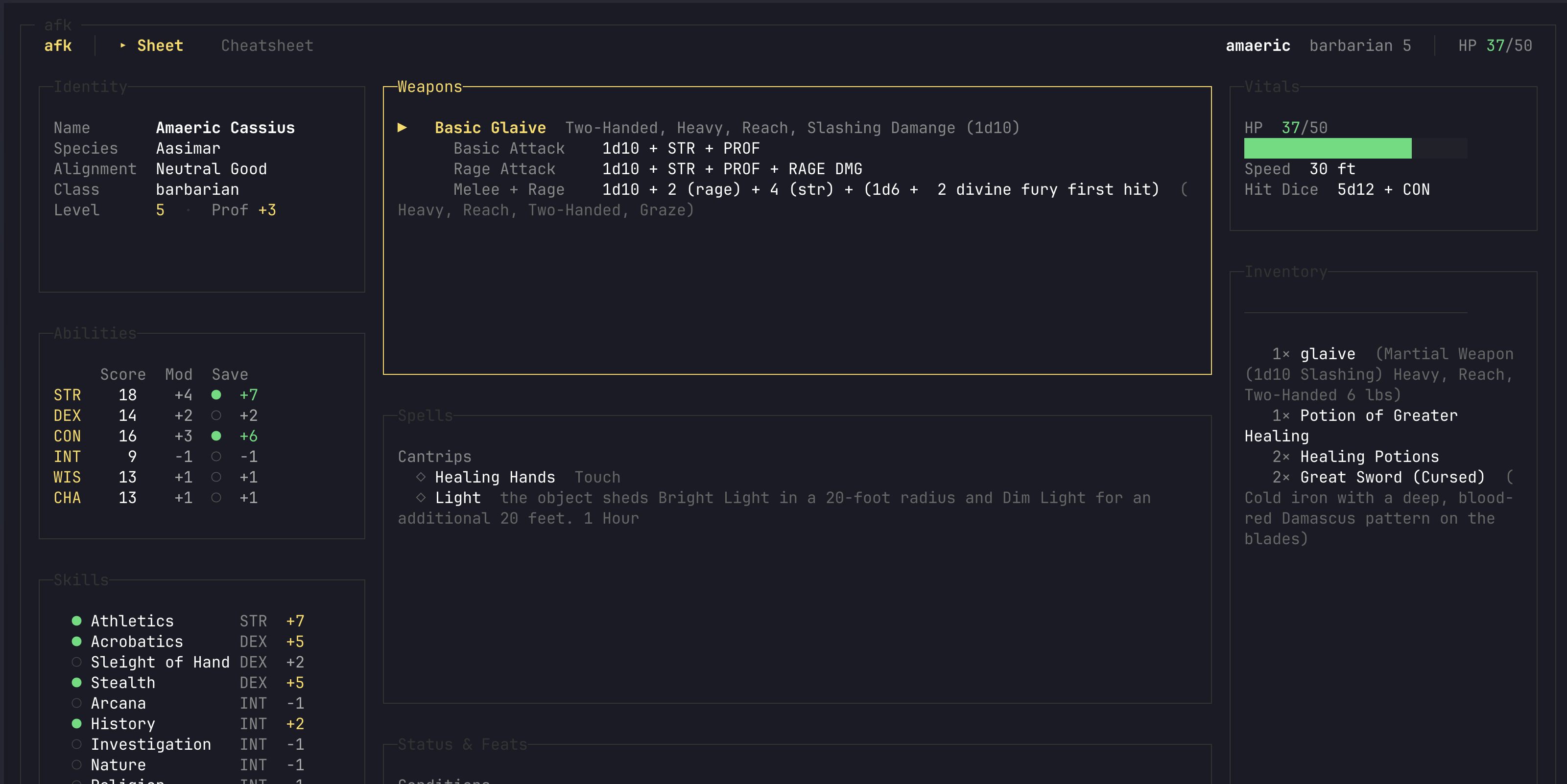 Astral Field Kit tabletop RPG command interface